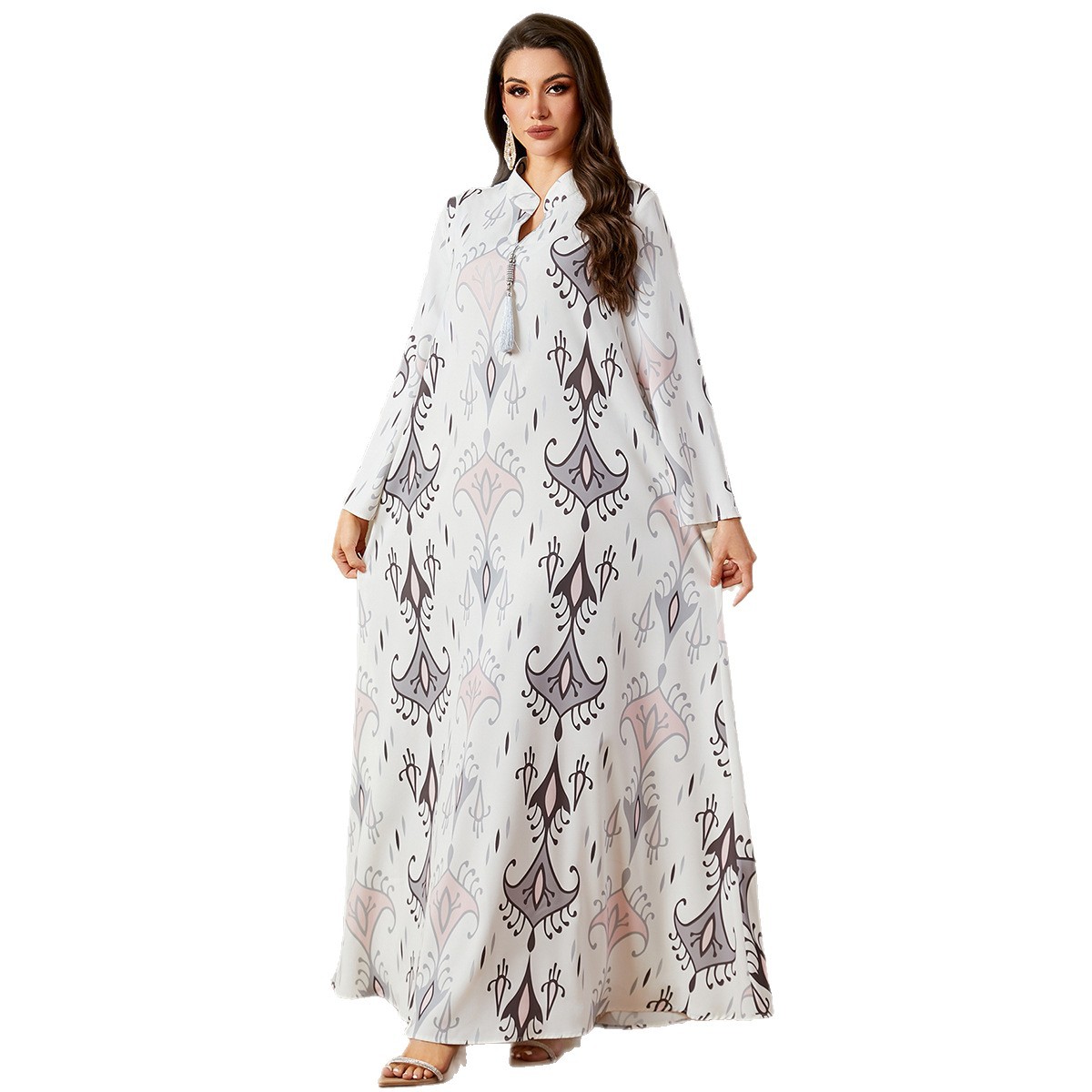 Muslim Long Robe Print Long Dress