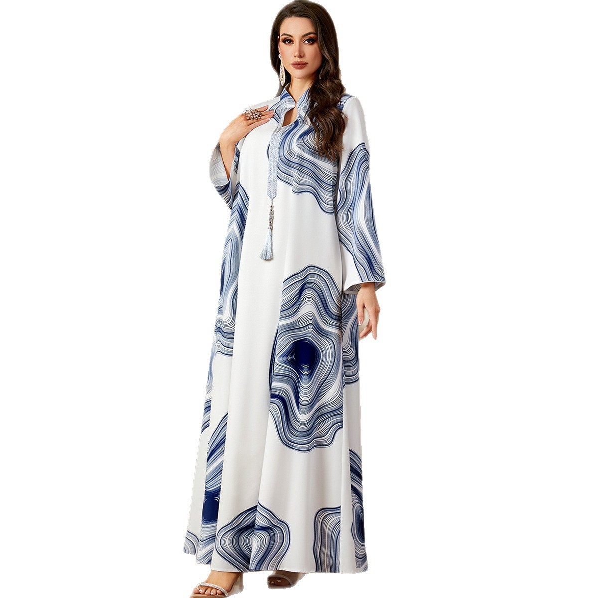 Printed Long Robe Muslim Dress for Women